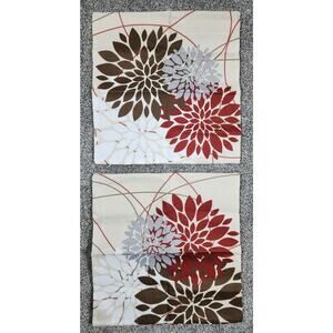 Pack Of 2 18x18 Throw Pillow Covers Dahlia Flower White Gray Brown Red